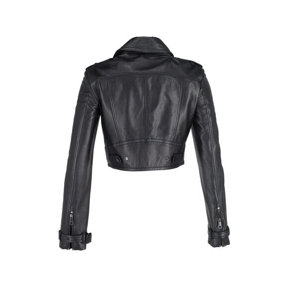 Burberry Cropped Biker Jacket in Black Leather - Picture 2 of 5